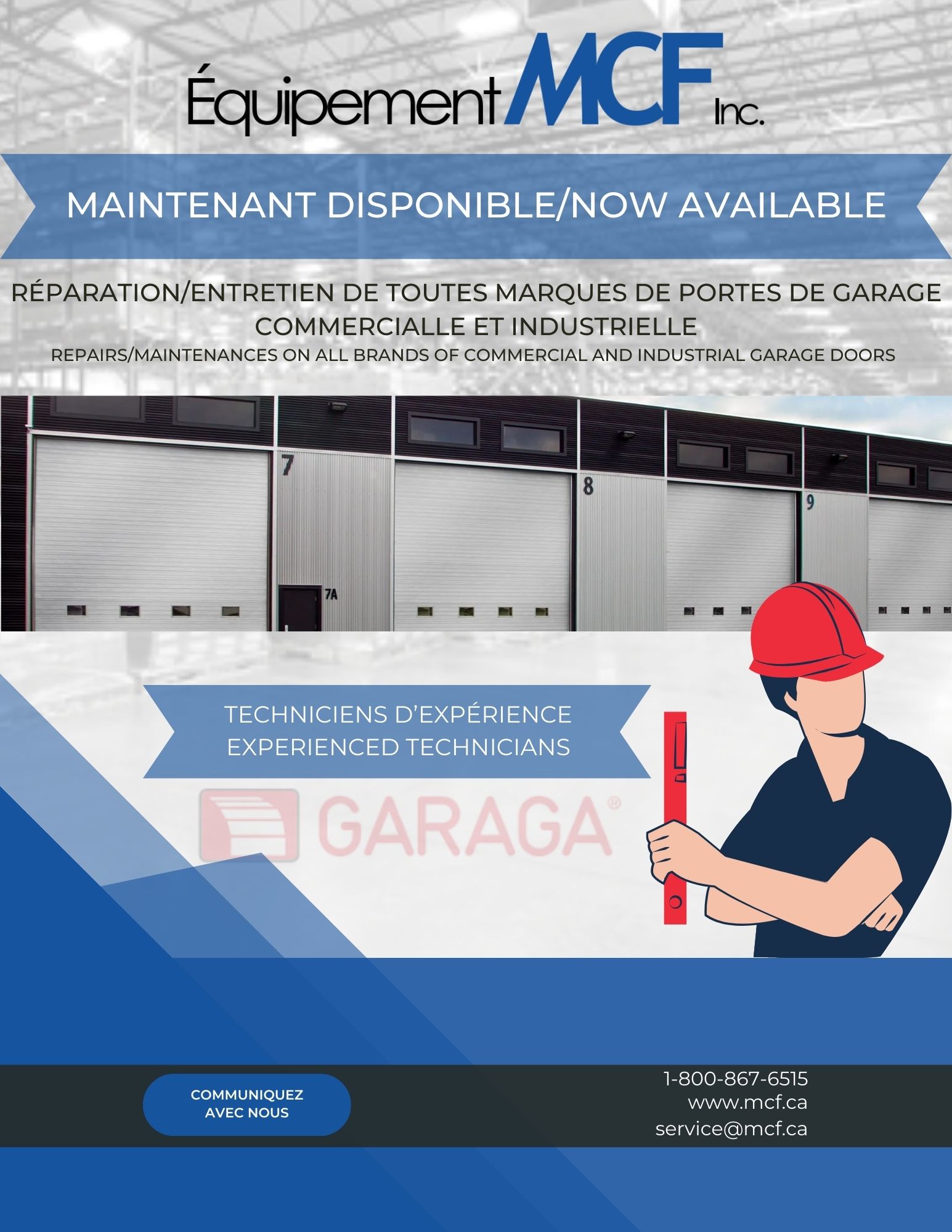 Nous vendons et entretenons maintenant des portes de garage industrielles et commerciales.